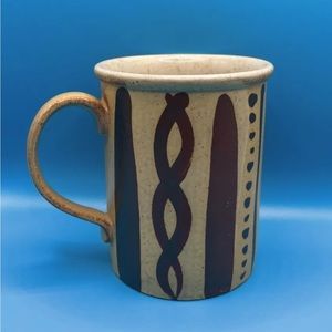 Handmade Art Pottery Mug Earth Tones Rustic Art Signed tribal native coffee tea